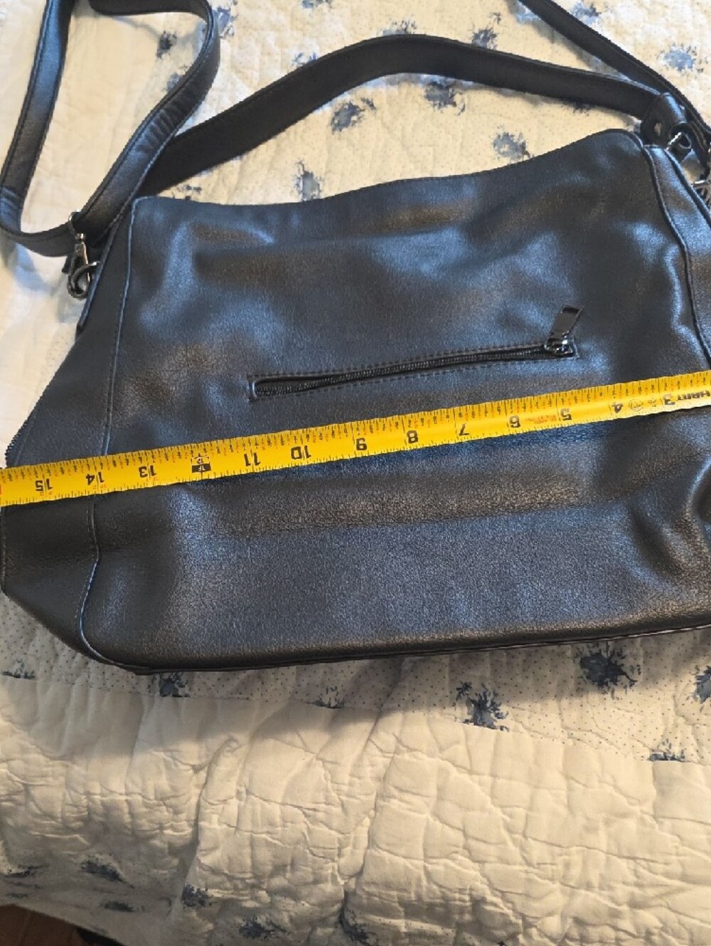 RealHer Black Leather Shoulder Bag with Adjustable Strap - Picture 5 of 7